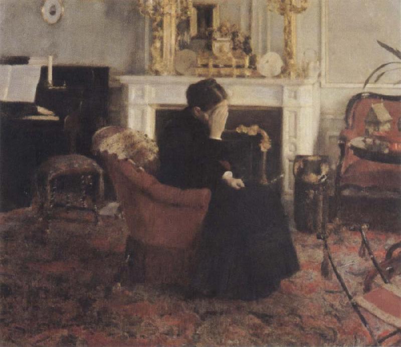 Fernand Khnopff Listingto Music by Schumann Norge oil painting art